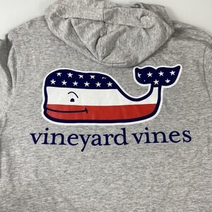 Vineyard Vines Gray Hoodie T-Shirt Patriotic Whale Long Sleeve New Men's Small